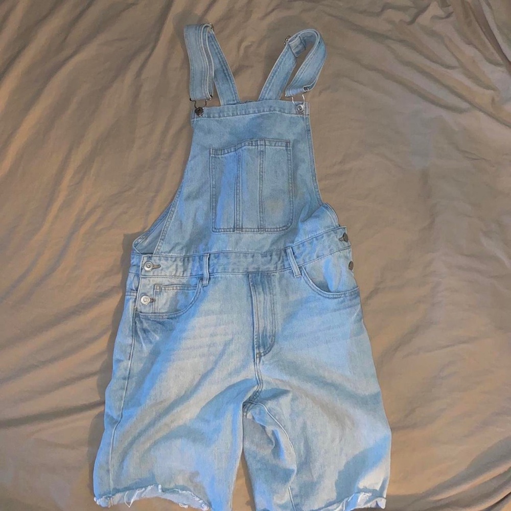 blue denim overalls shorts adjustable straps hipster skater jump suit one piece